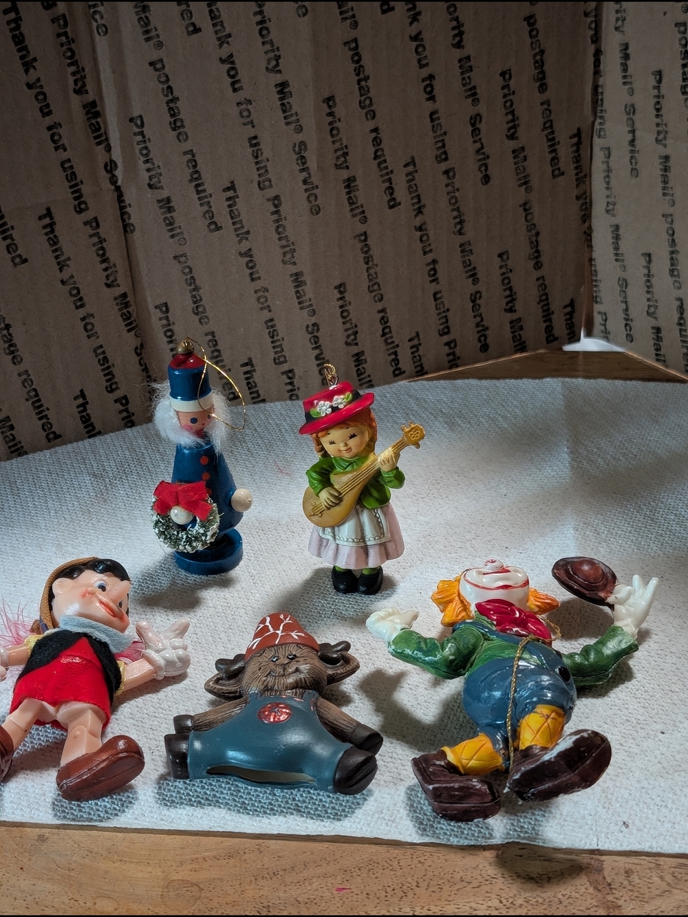Assorted Ornaments Figurines Set - Blue, Green, Red Accents